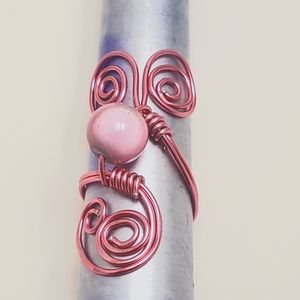 Pink wire bead ring